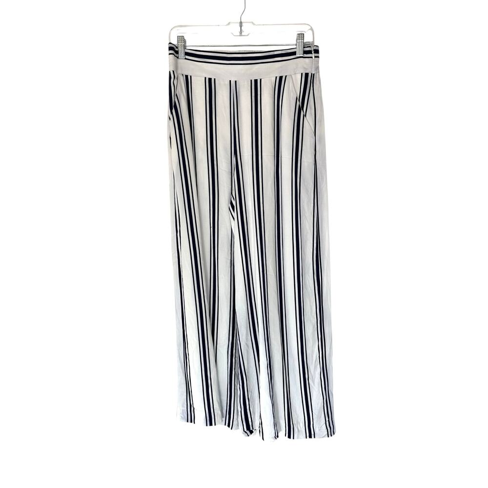 1.State Pants Blue White Stretch Nautical Beachy Cropped Relaxed Pants‎ Medium